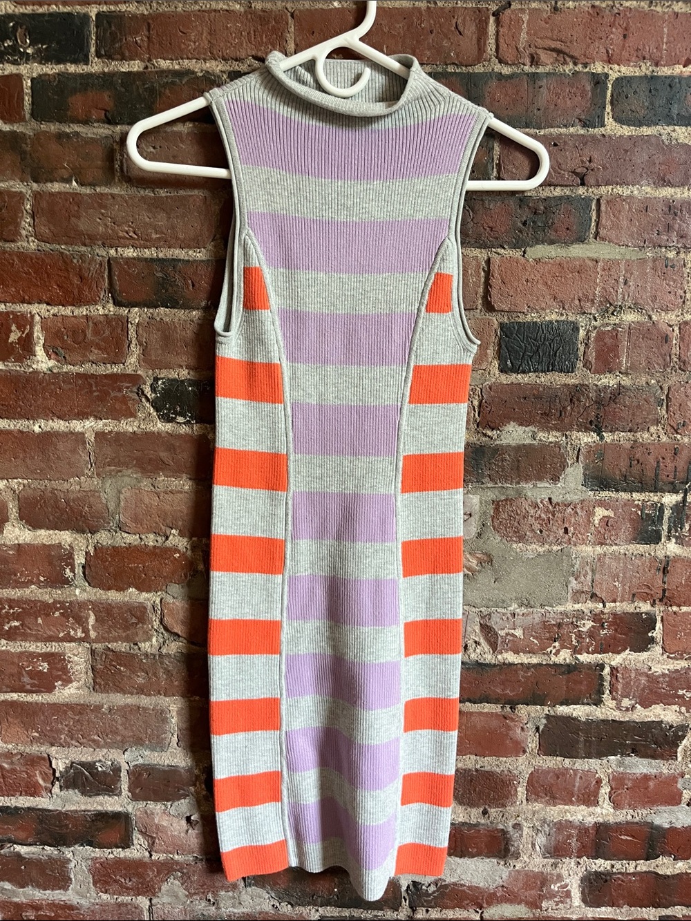 NWOT Anthropologie Sleeveless Striped Knit Midi Dress in Lilac, Gray & Orange